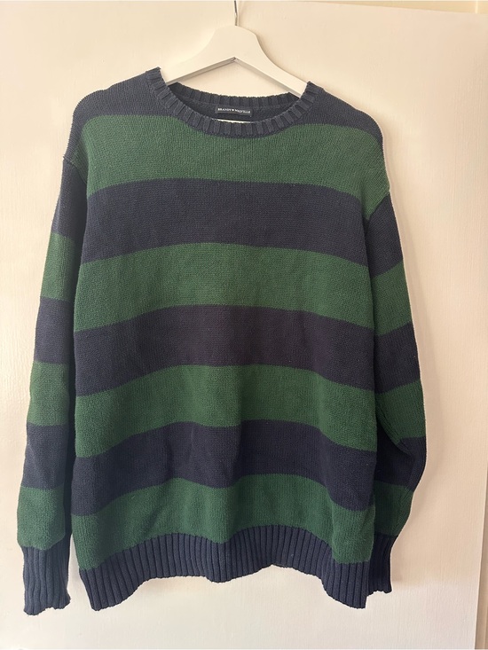 Brandy Melville Sweaters - Brandy Melville Green & Navy Striped Crewneck Sweater
